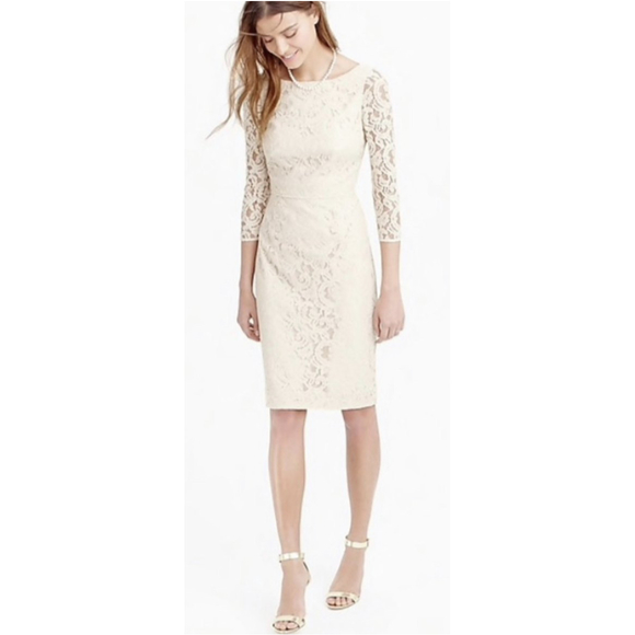 J.CREW Natalia in Leavers Lace Beige Mini Dress - Picture 1 of 8